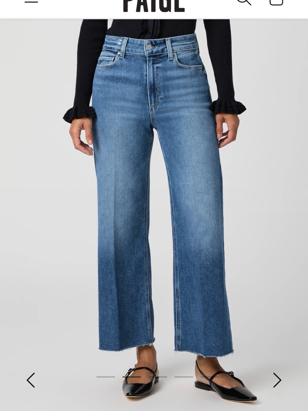 Paige Anessa Wide Leg Jeans In Medium Blue Wash